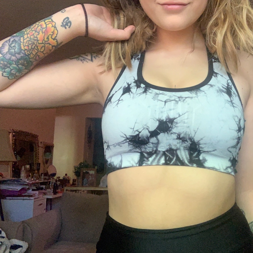 Black & White Tie Dye Sports Bra